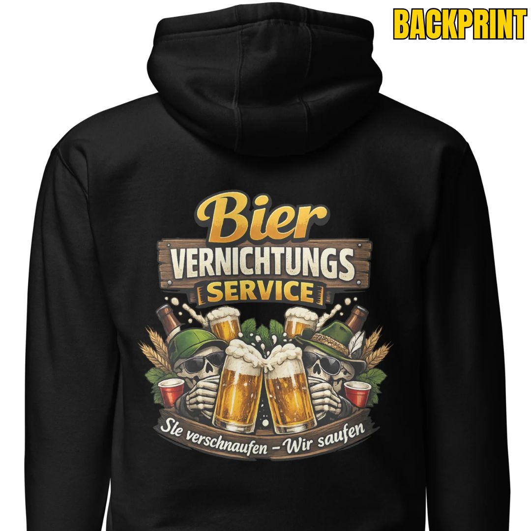 Bier Vernichtungs Service - Backprint Statement Hoodie - Motivansicht bei FunStuff.at