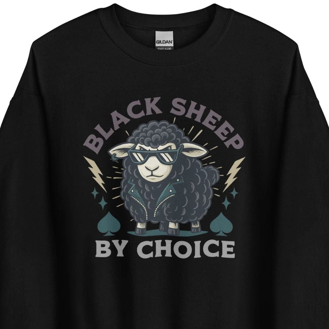 Black Sheep by Choice - Unisex Sweater - Motivansicht in schwarz bei FunStuff.at