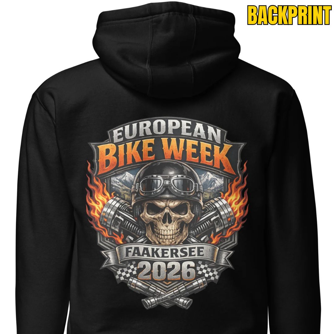 European Bike Week 2026 - Faakersee Hoodie - Motivansicht bei FunStuff.at