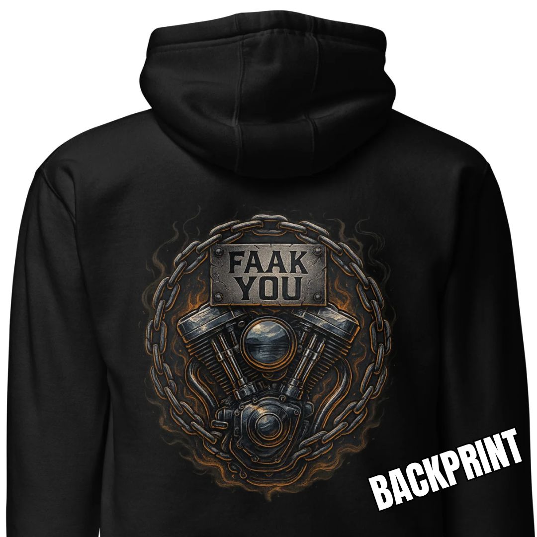 FAAK YOU – V-Twin Statement Backprint – Unisex Hoodie