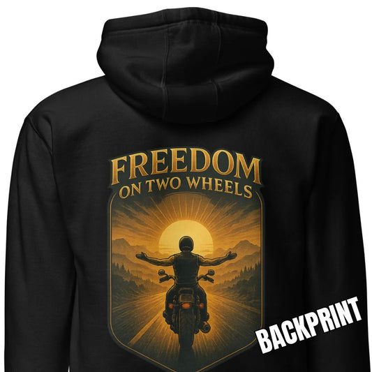 Freedom on Two Wheels - Backprint Unisex Hoodie