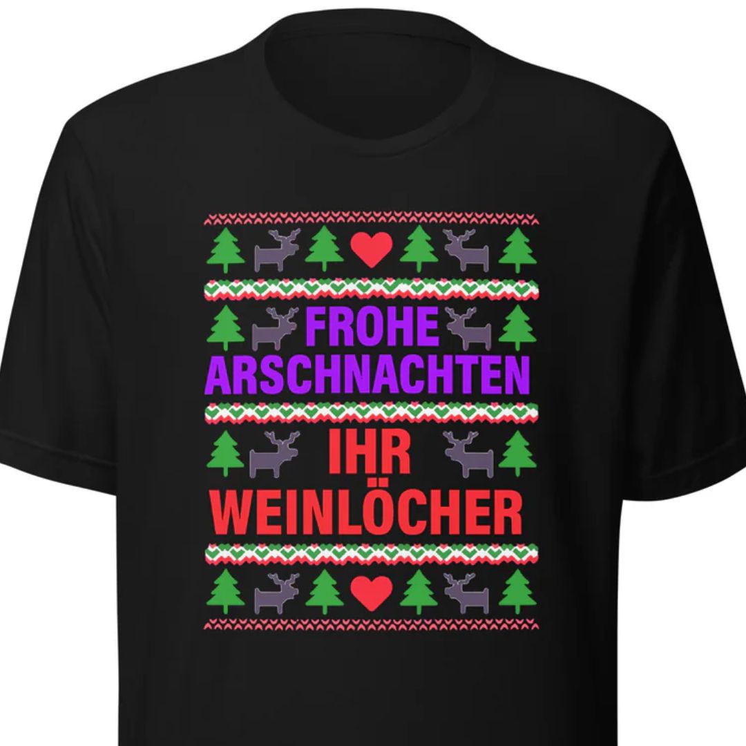 Frohe Arschnachten – Unisex T-Shirt - Motivansicht bei FunStuff.at