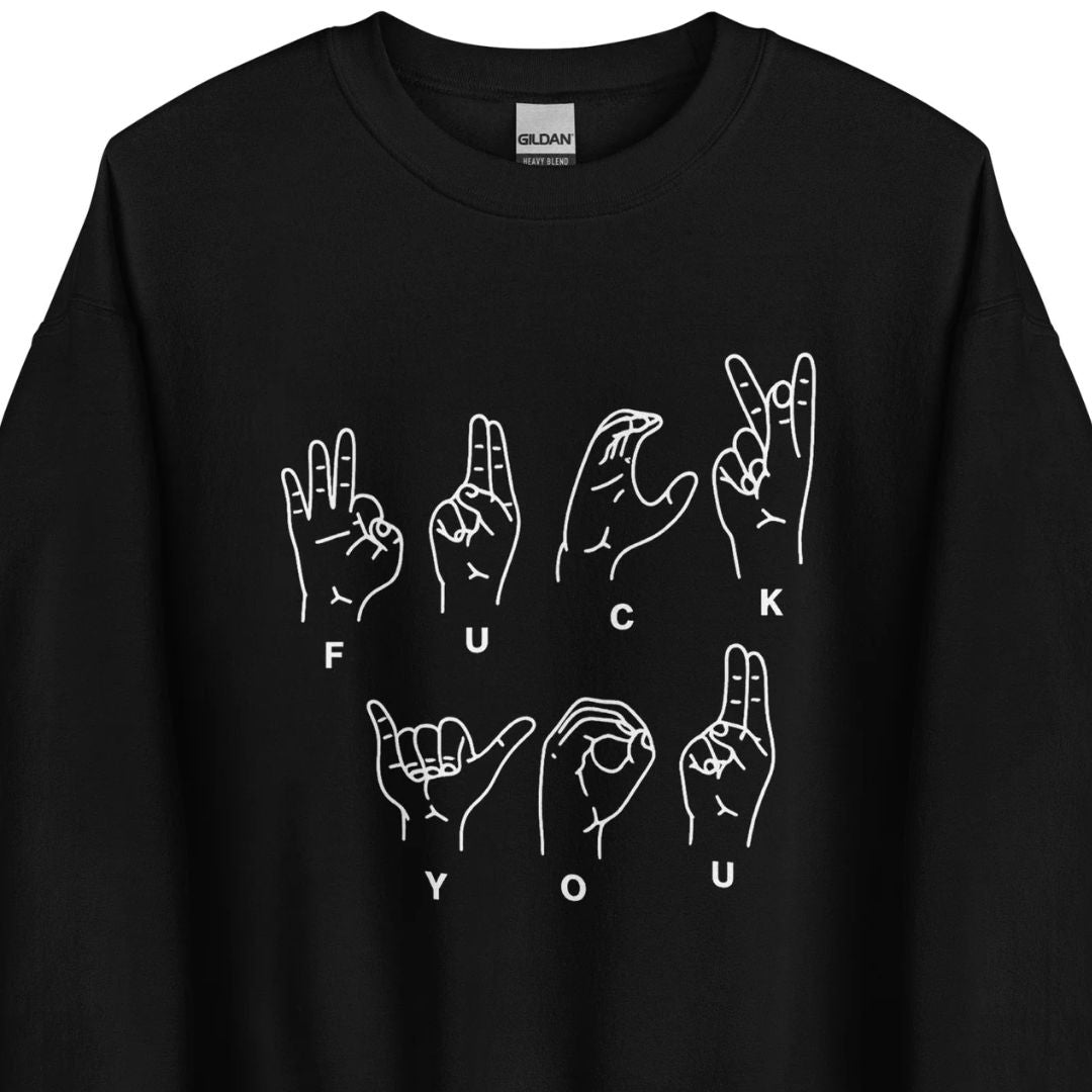 Fuck You Handsign Unisex Sweater - Motivansicht bei FunStuff.at