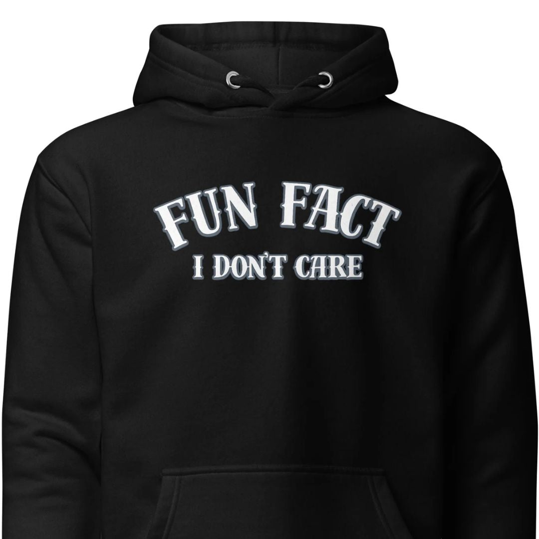 Fun Fact I Don’t Care Hoodie - Motivansicht bei FunStuff.at