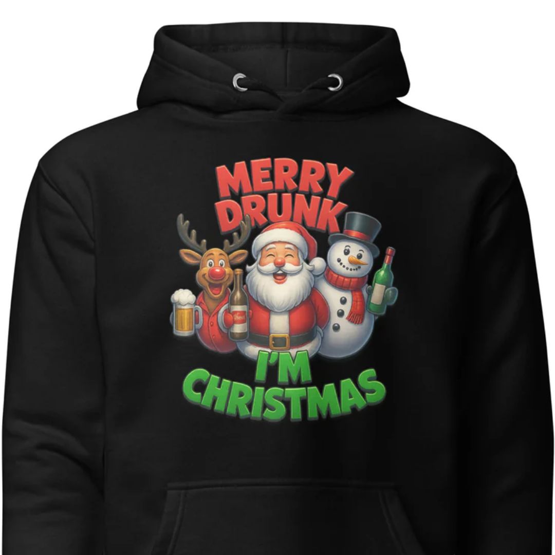 Merry Drunk I’m Christmas - Unisex Hoodie - Motivansicht bei FunStuff.at