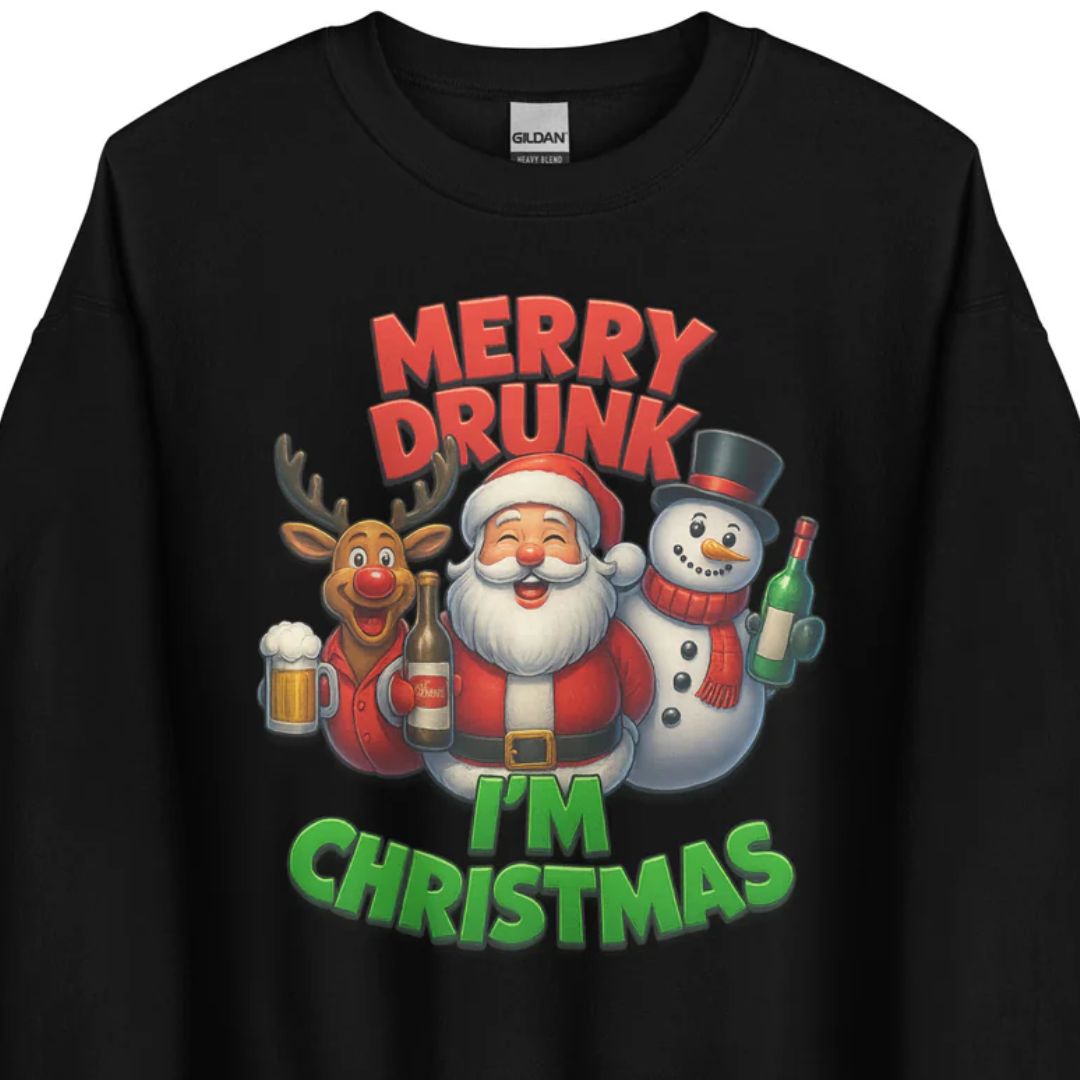 Merry Drunk I’m Christmas - Unisex Sweater - Motivansicht bei FunStuff.at