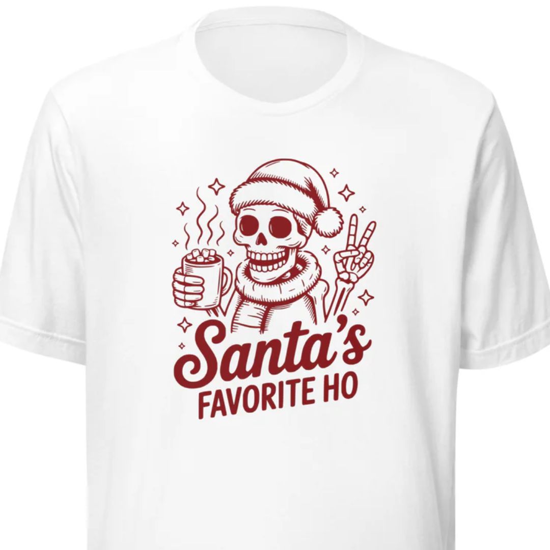 Santa’s Favorite Ho – Unisex T-Shirt - Motivansicht bei FunStuff.at