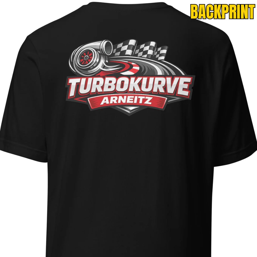 Turbokurve Arneitz – Backprint Unisex T-Shirt - Motivansicht bei FunStuff.at