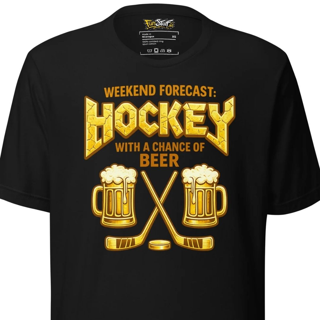 Weekend Forecast: Hockey with a Chance of Beer – Unisex T-Shirt - Motivansicht bei FunStuff.at