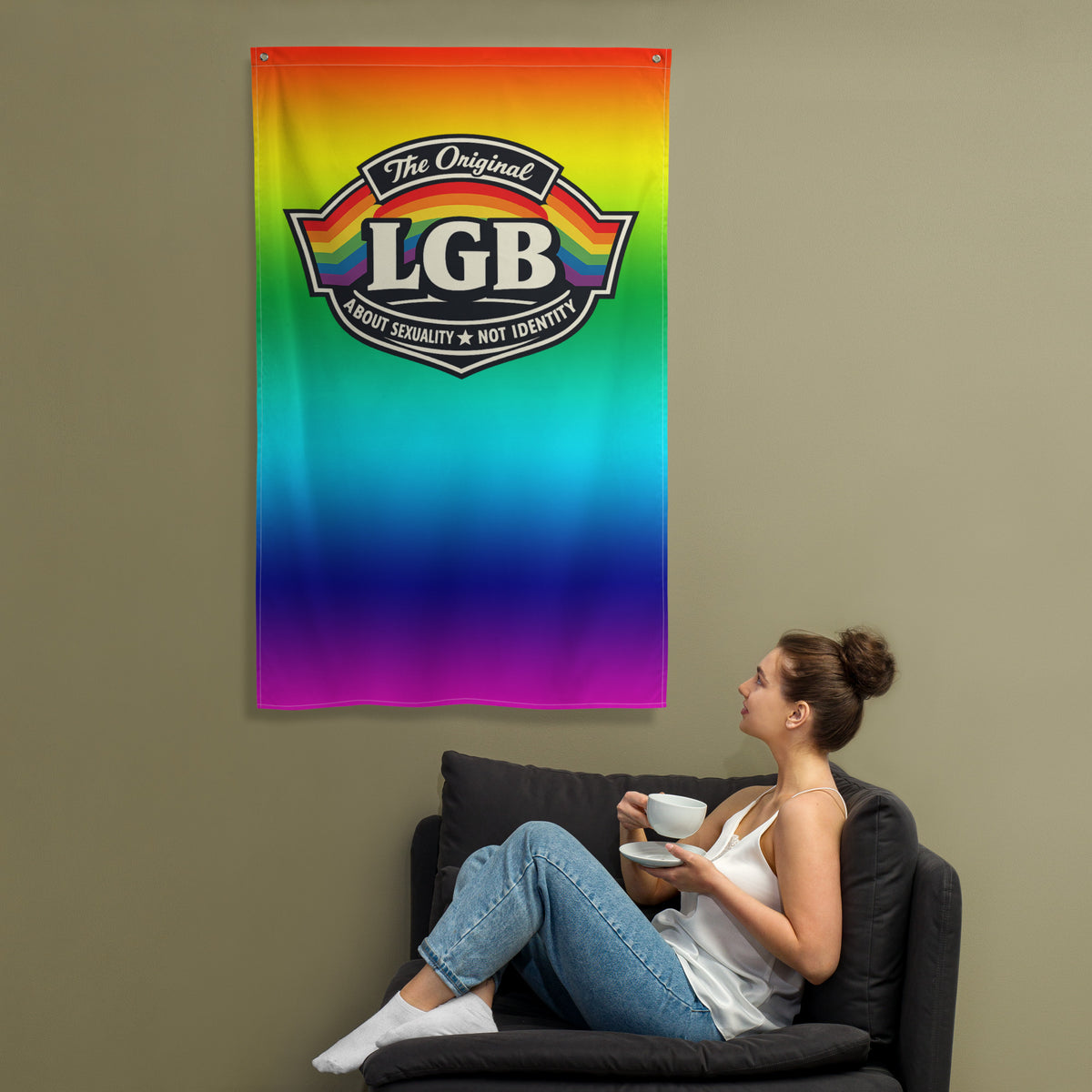 LGB – The Original – Statement Fahne – weiß, Vorderansicht