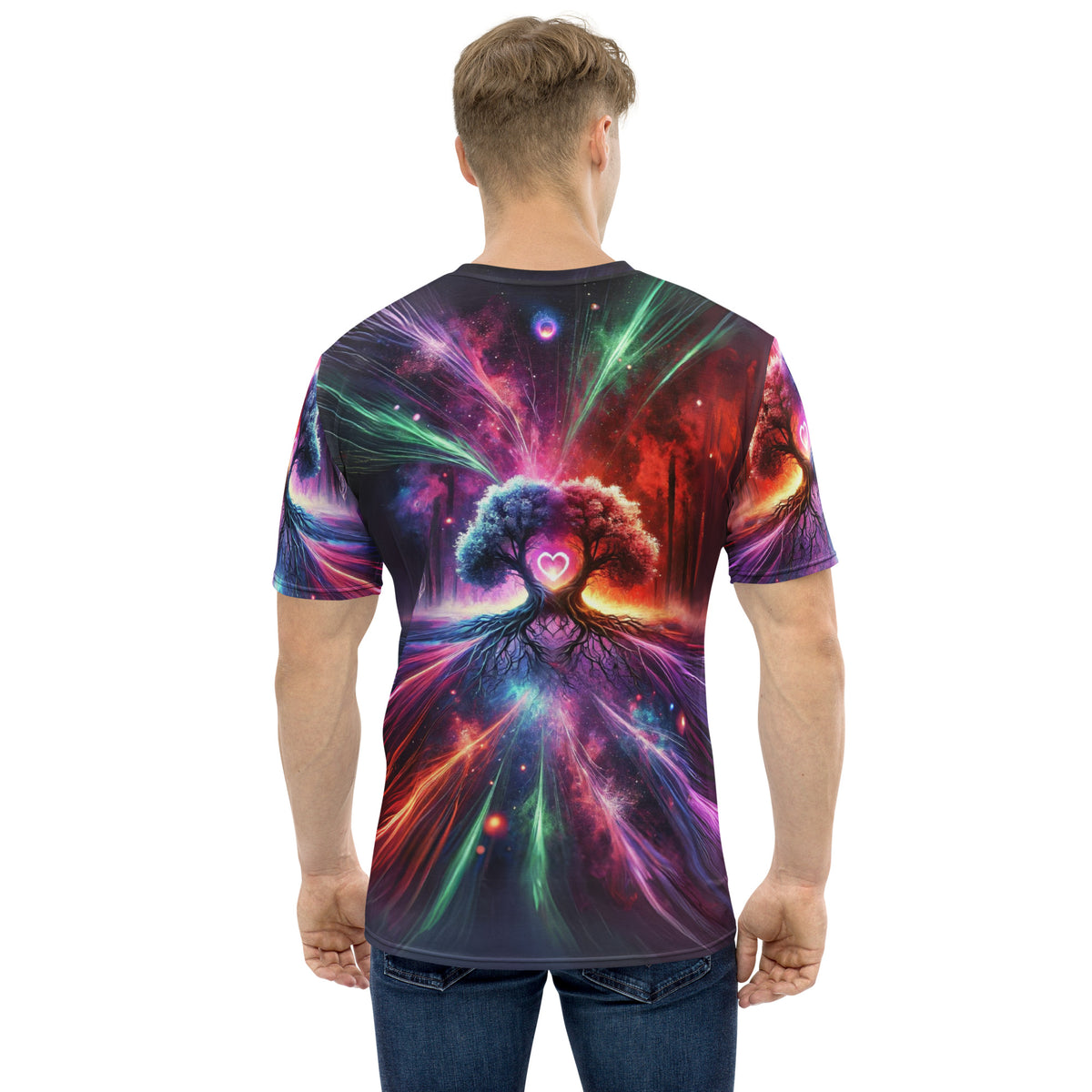 Cosmic Heart Tree Full Print Tee – weiß, Rückansicht