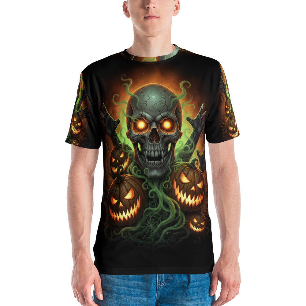 Halloween Horror Skull & Pumpkins - Full Print Tee