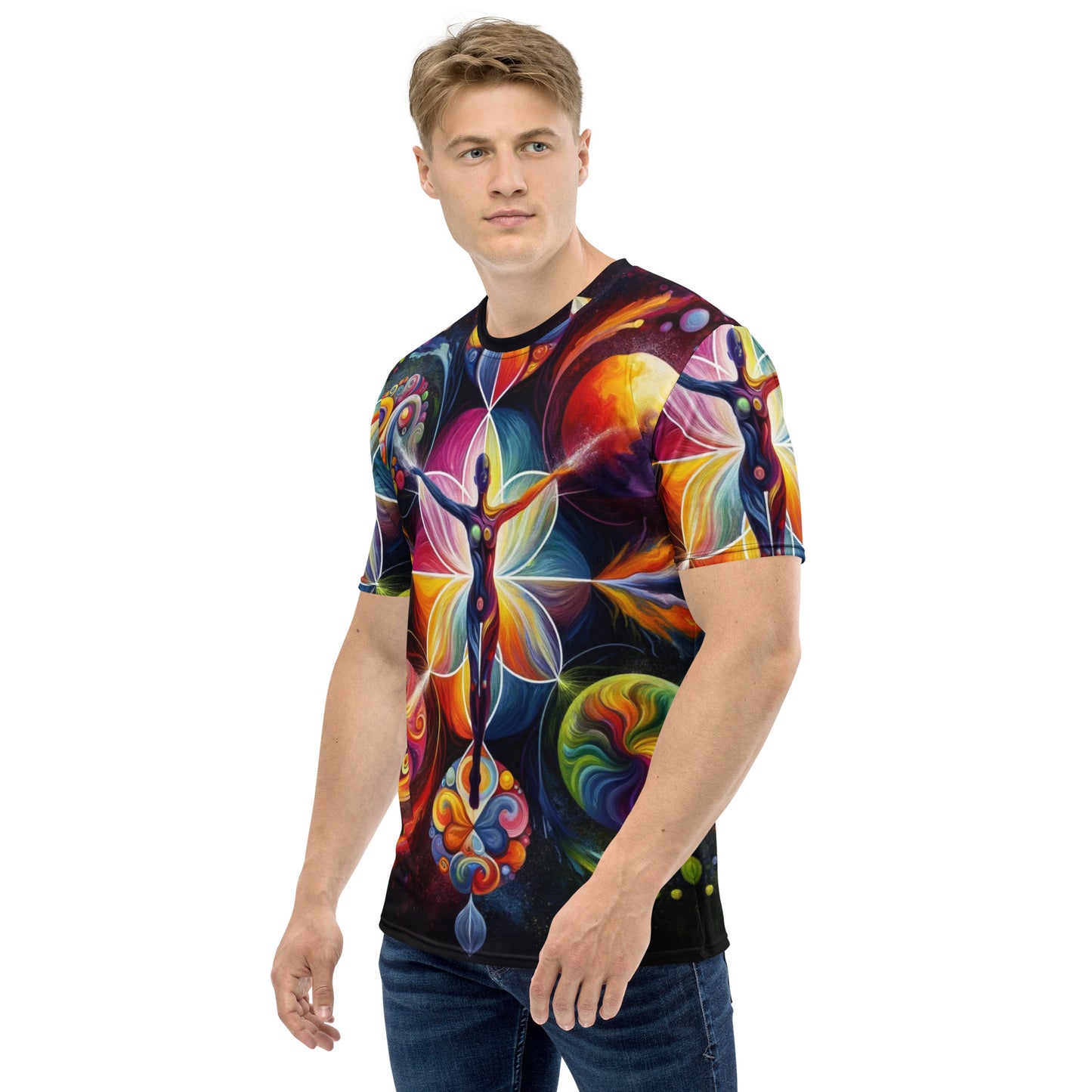 Chakra Universe Full Print Tee – weiß, Ansicht von links