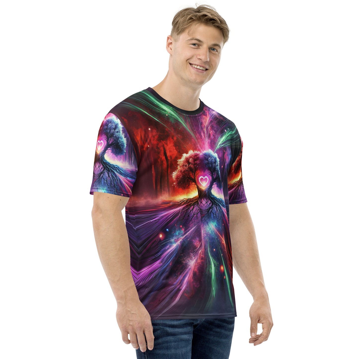 Cosmic Heart Tree Full Print Tee – weiß, Ansicht von rechts