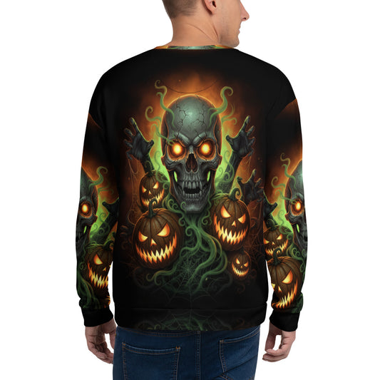 Halloween Horror Skull & Pumpkins - Full Print Sweater