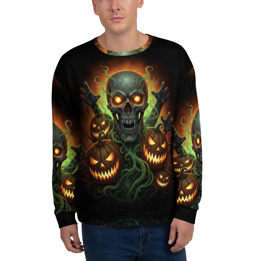 Halloween Horror Skull & Pumpkins - Full Print Sweater