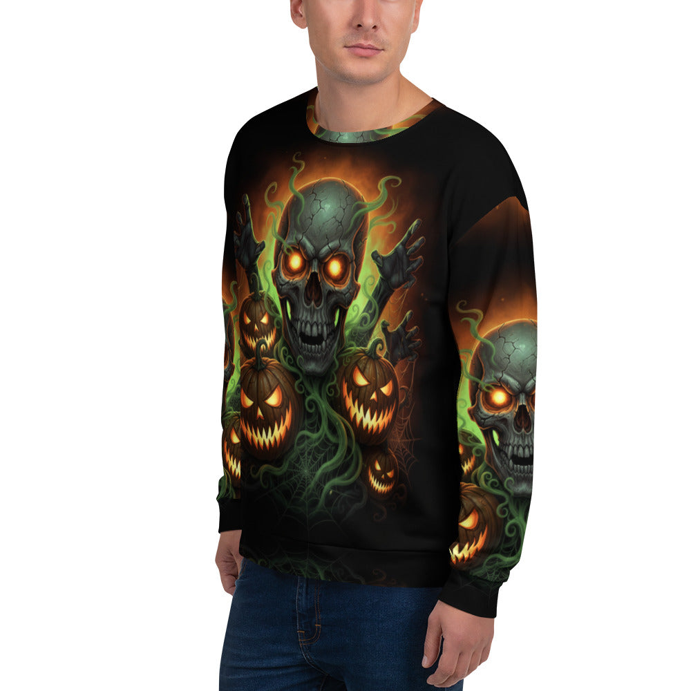 Halloween Horror Skull & Pumpkins - Full Print Sweater