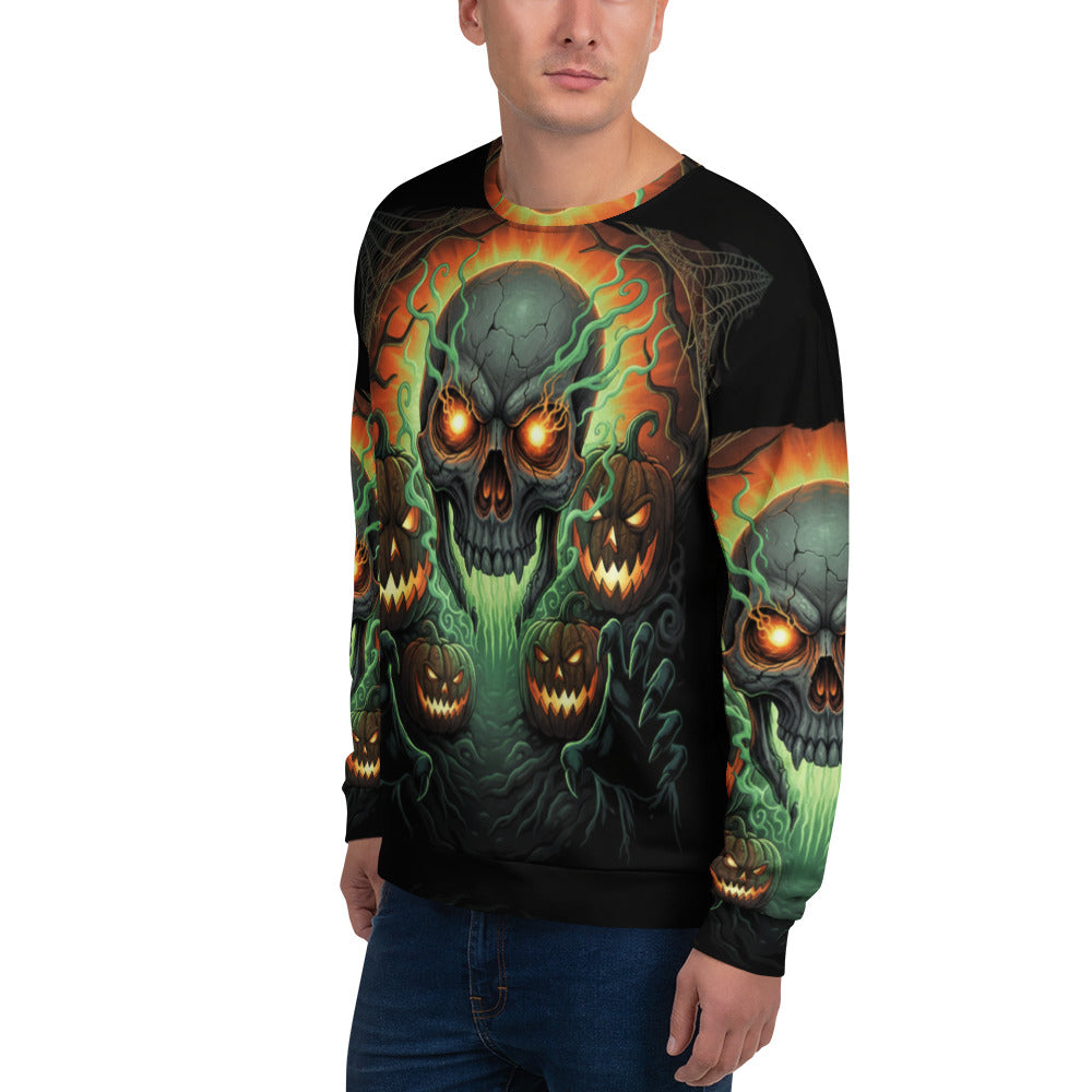 Halloween Skull & Pumpkins - Full Print Sweater