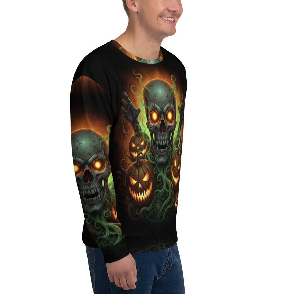 Halloween Horror Skull & Pumpkins - Full Print Sweater