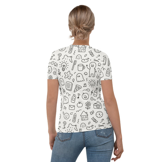 Doodle Vibes Girls Full Print Tee