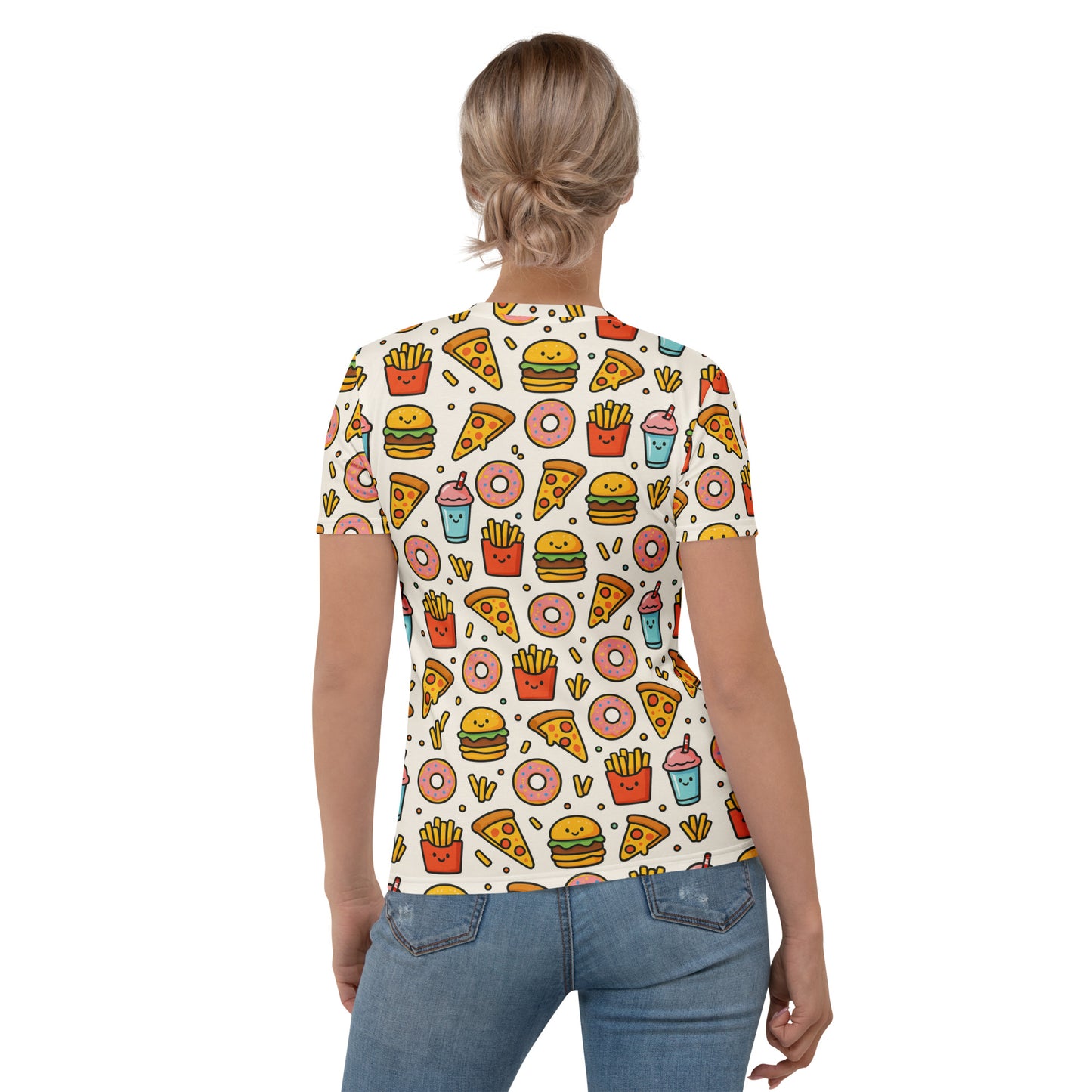 Fast Food Frenzy Girls Full Print Tee – weiß, Rückansicht