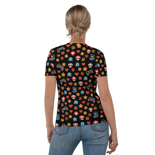 Retro Gamer Icons Girls Full Print Tee