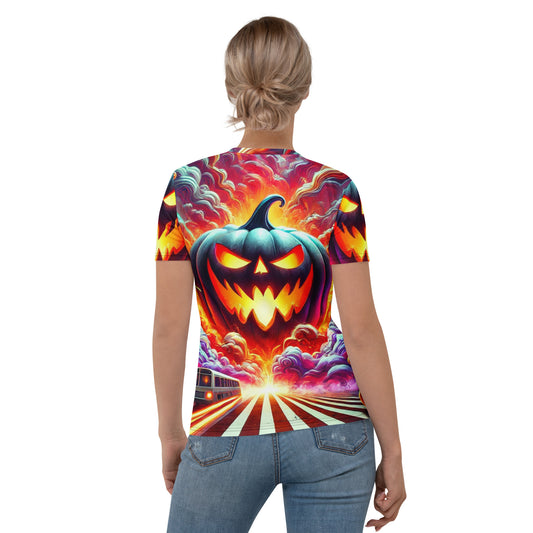 Hell-O-Ween Pumpkin Girls Full Print Tee