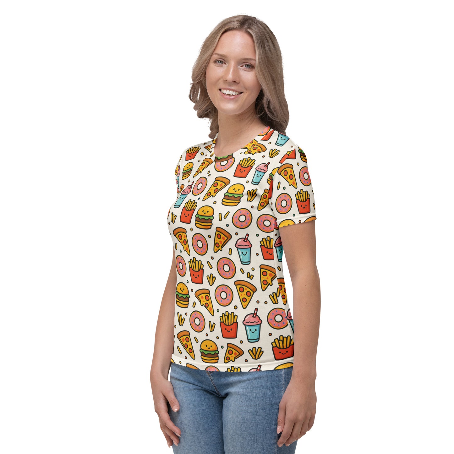 Fast Food Frenzy Girls Full Print Tee – weiß, Ansicht von links