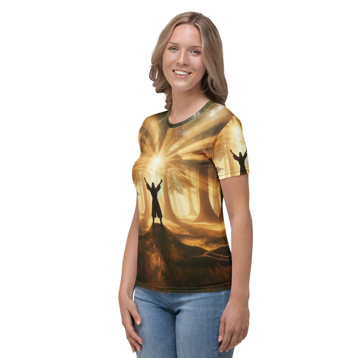 Forest Awakening Girls Full Print Tee – weiß, Ansicht von links