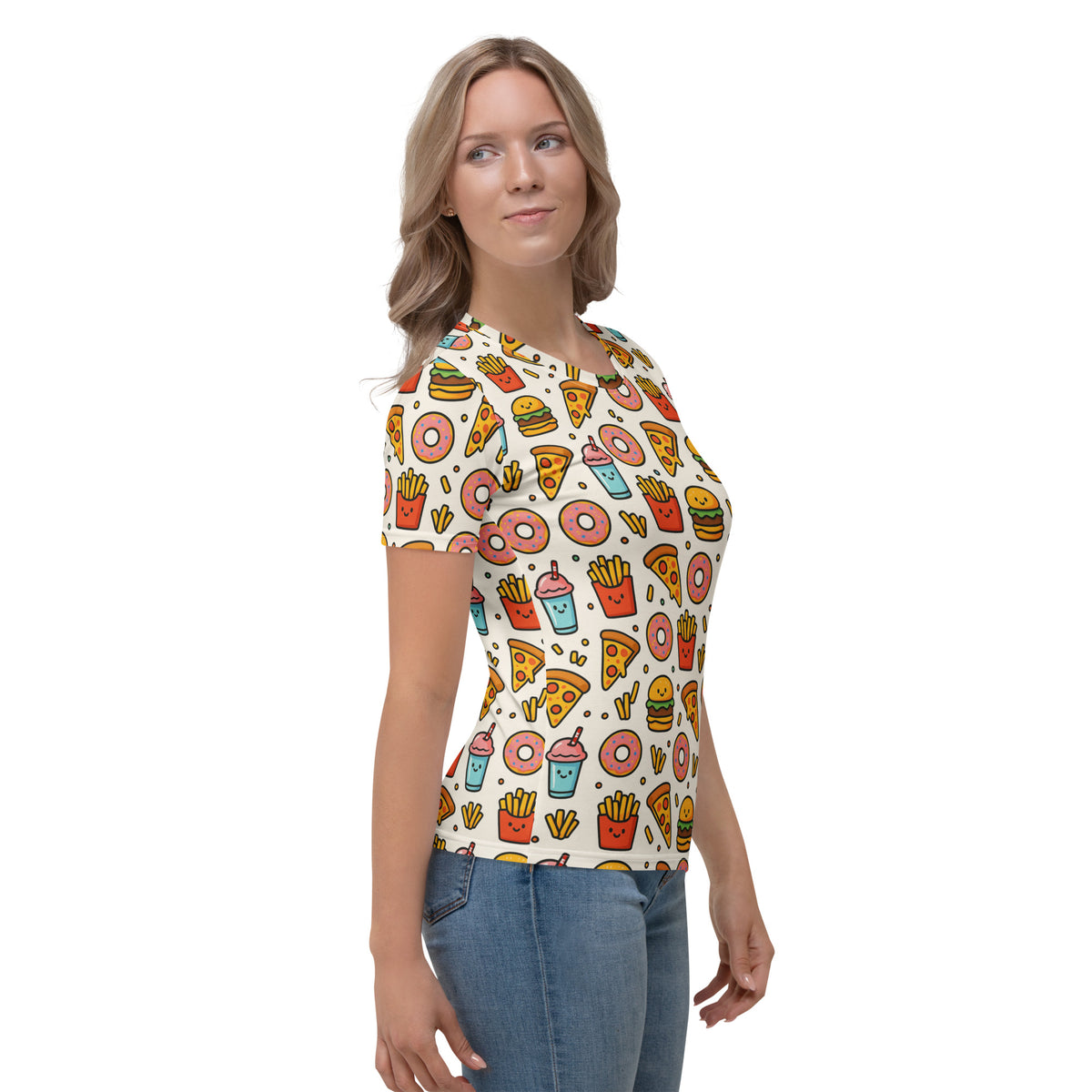 Fast Food Frenzy Girls Full Print Tee – weiß, Ansicht von rechts