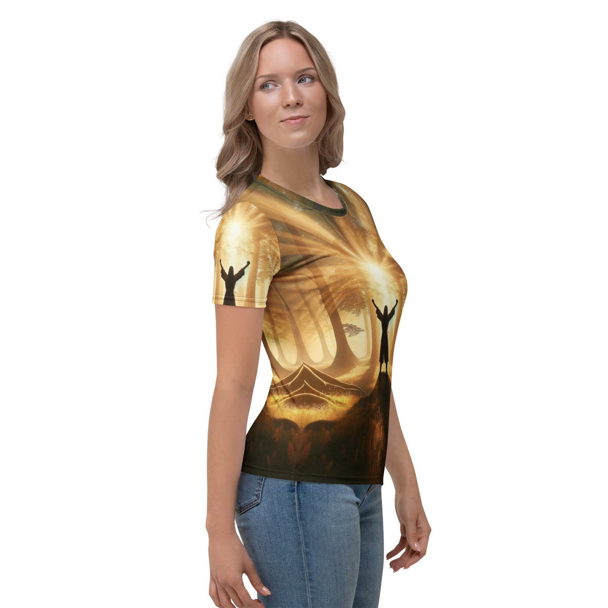 Forest Awakening Girls Full Print Tee – weiß, Ansicht von rechts