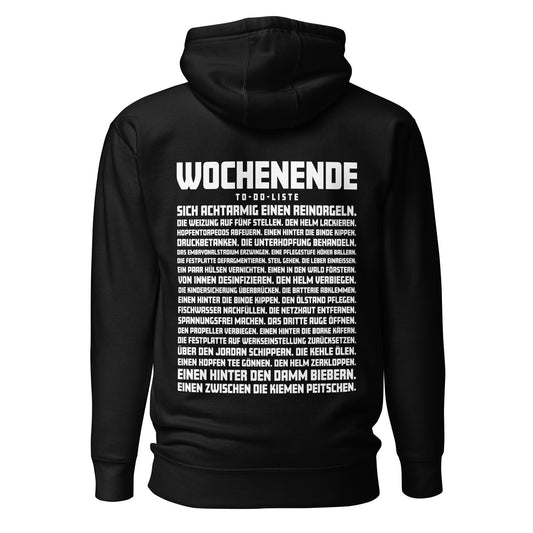 Wochenende – To-Do-Liste – Unisex Hoodie Backprint