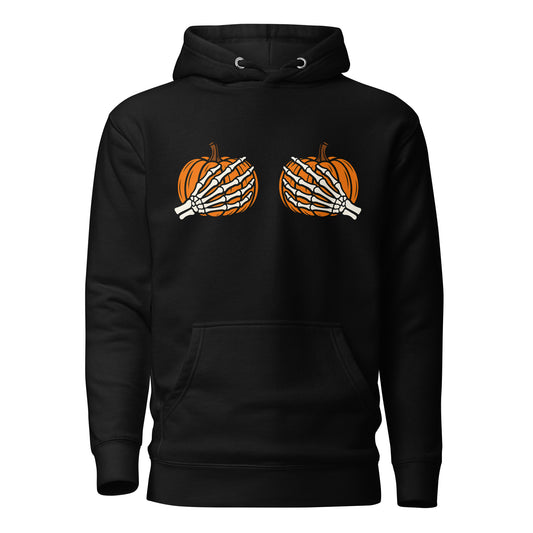 Pumpkin Boobs – Halloween Hoodie mit Skeletthänden