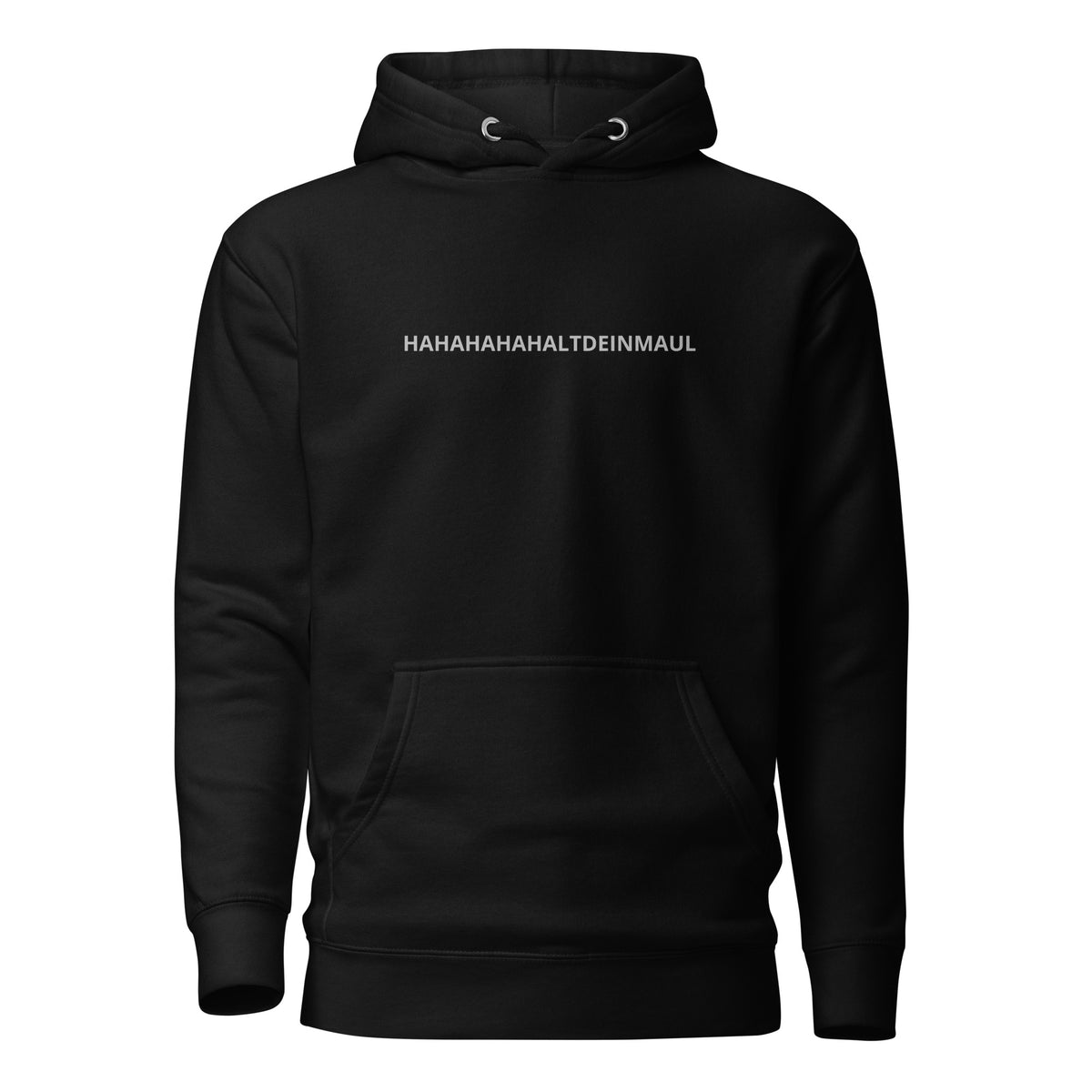 HAHALTDEINMAUL – Hoodie – schwarz, Vorderansicht