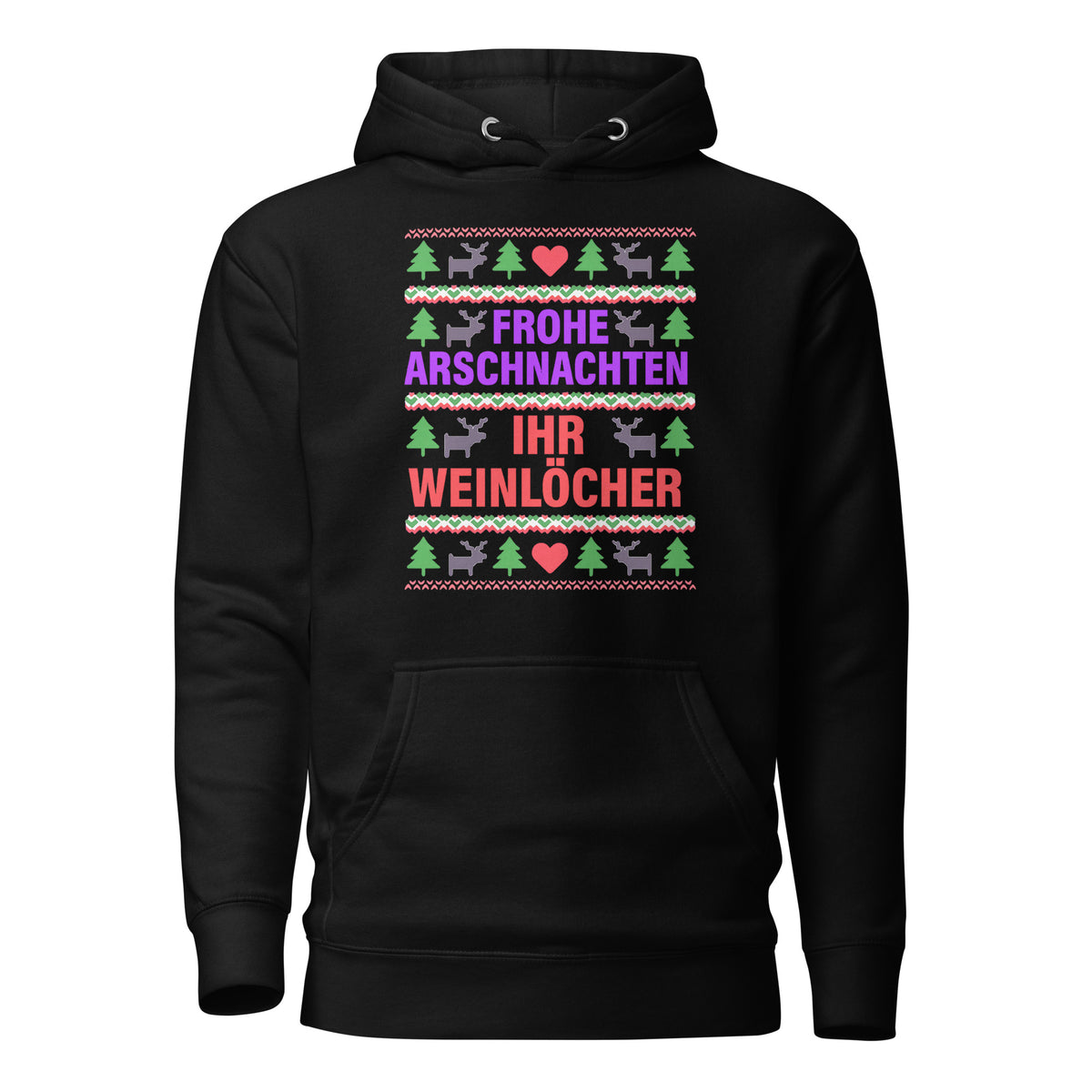 Frohe Arschnachten – Unisex Hoodie – schwarz, Vorderansicht