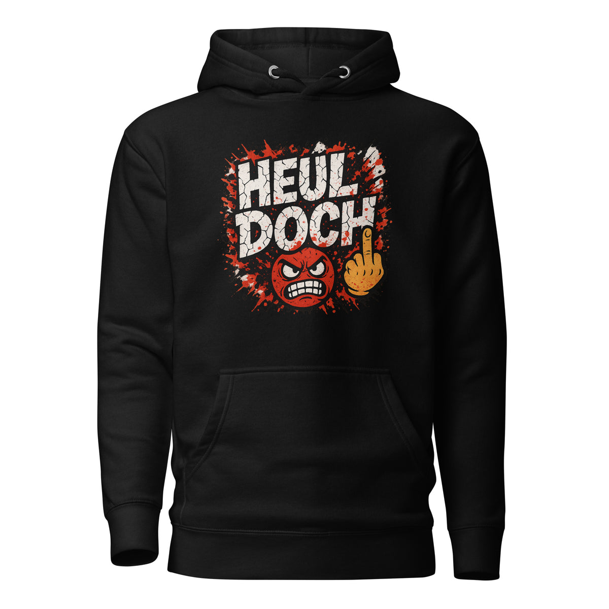 Heul doch – Unisex Hoodie – schwarz, Vorderansicht