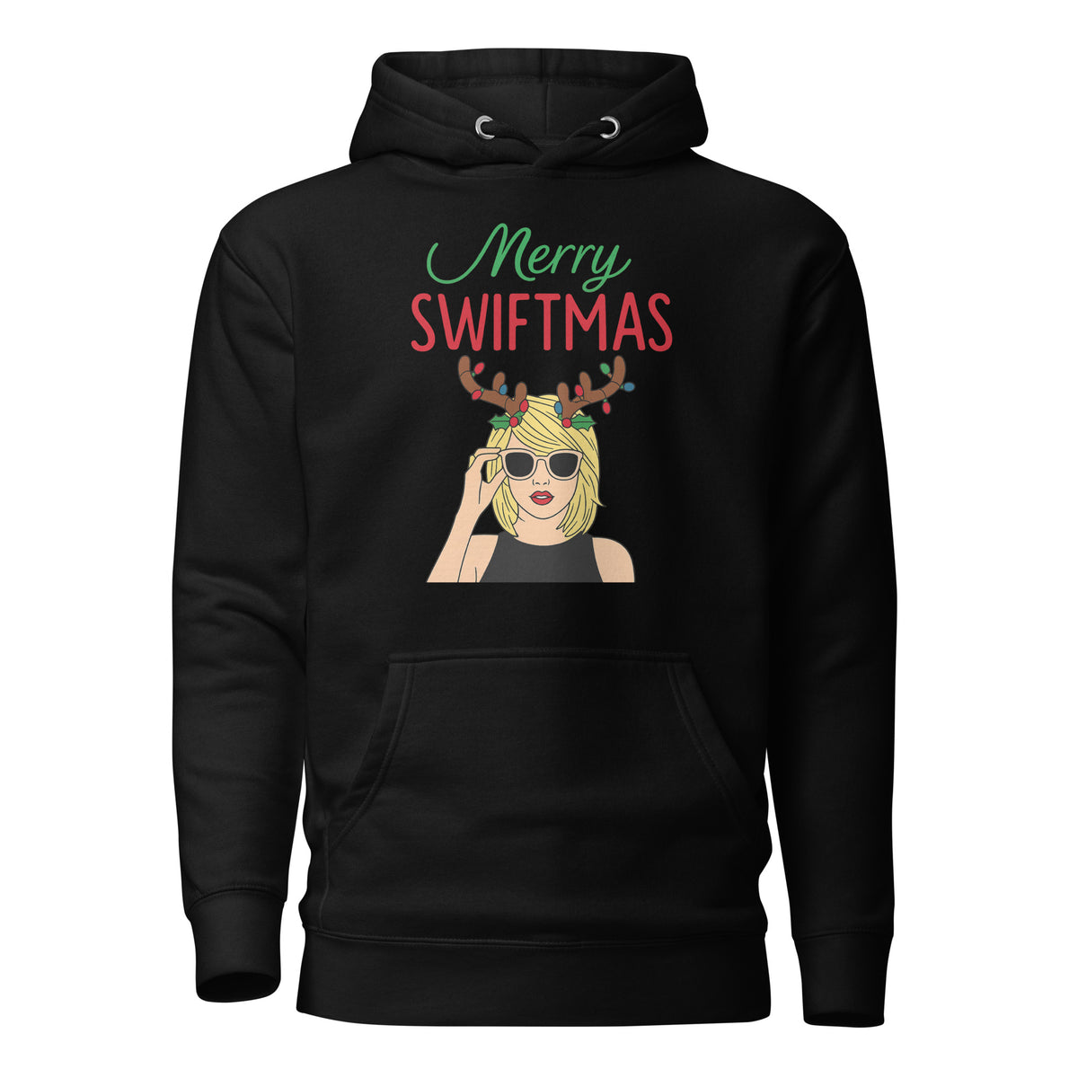 Merry Swiftmas Unisex Hoodie – schwarz, Vorderansicht