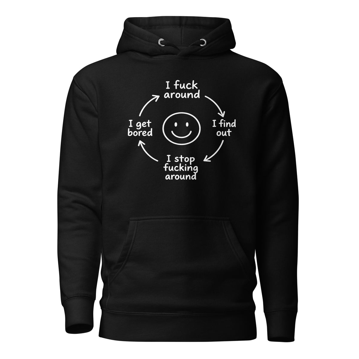 F*ck Around Cycle Unisex Hoodie – schwarz, Vorderansicht