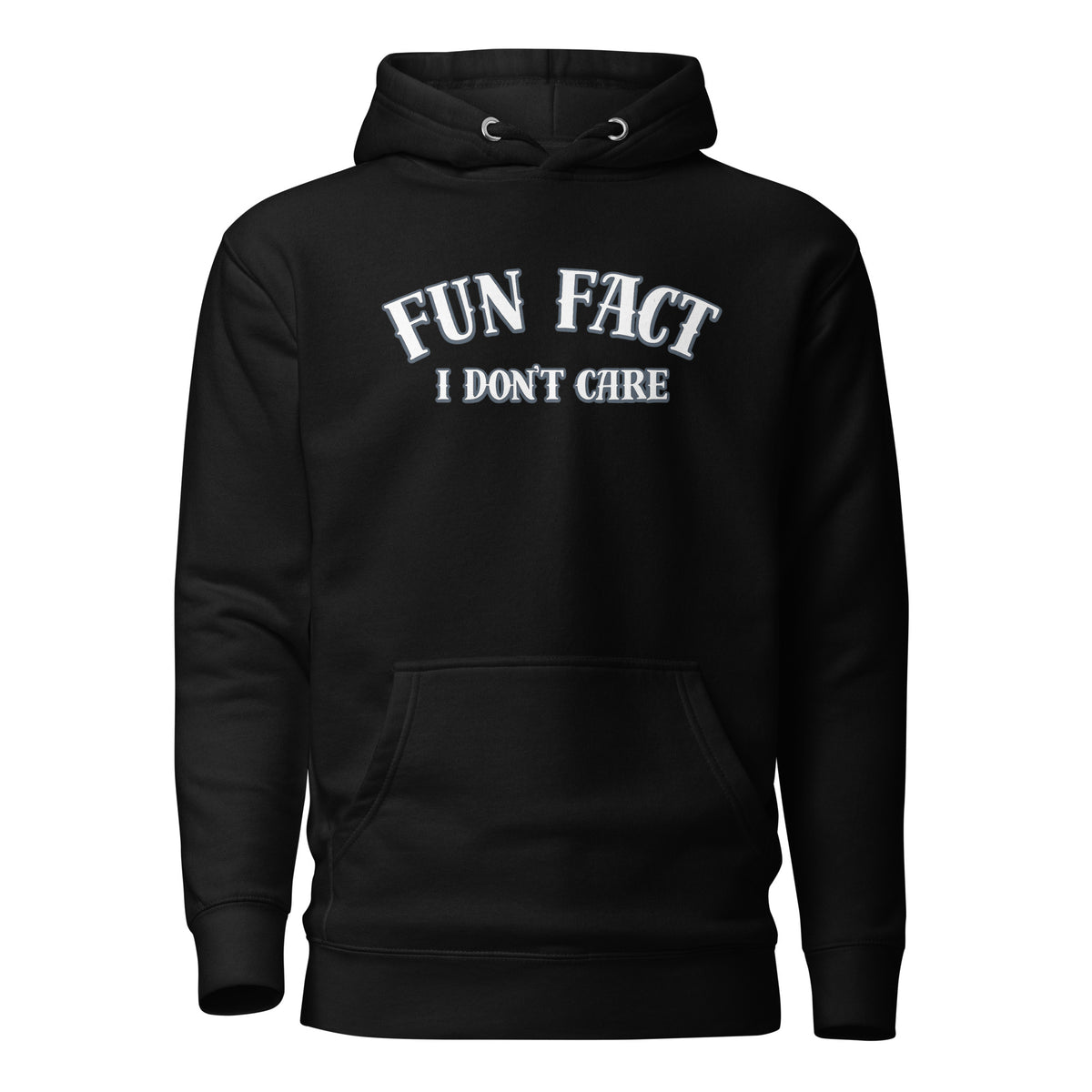 Fun Fact I Don’t Care Hoodie – schwarz, Vorderansicht