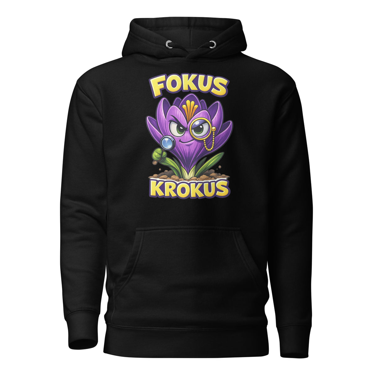 Fokus Krokus – Unisex Hoodie – schwarz, Vorderansicht