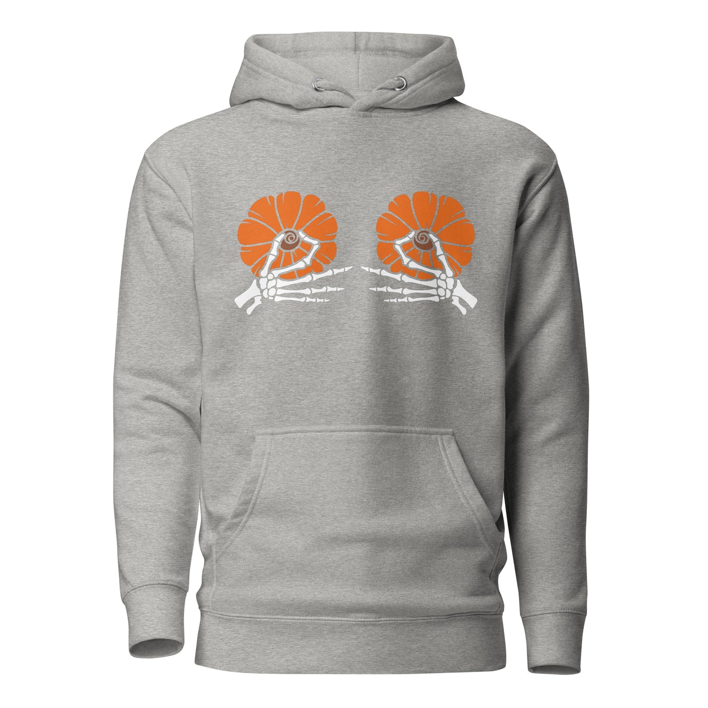 Pumpkin Boobs 2.0 – Halloween Hoodie mit Skelett-Händen