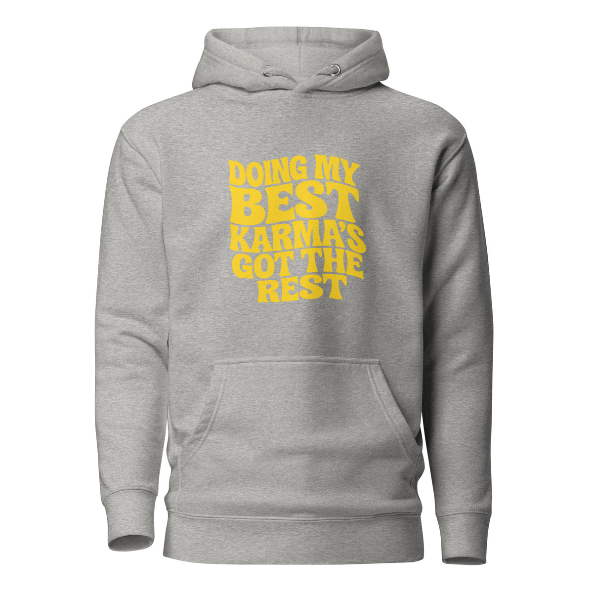 Doing my best – Karma’s got the rest – Hoodie – grau, Vorderansicht