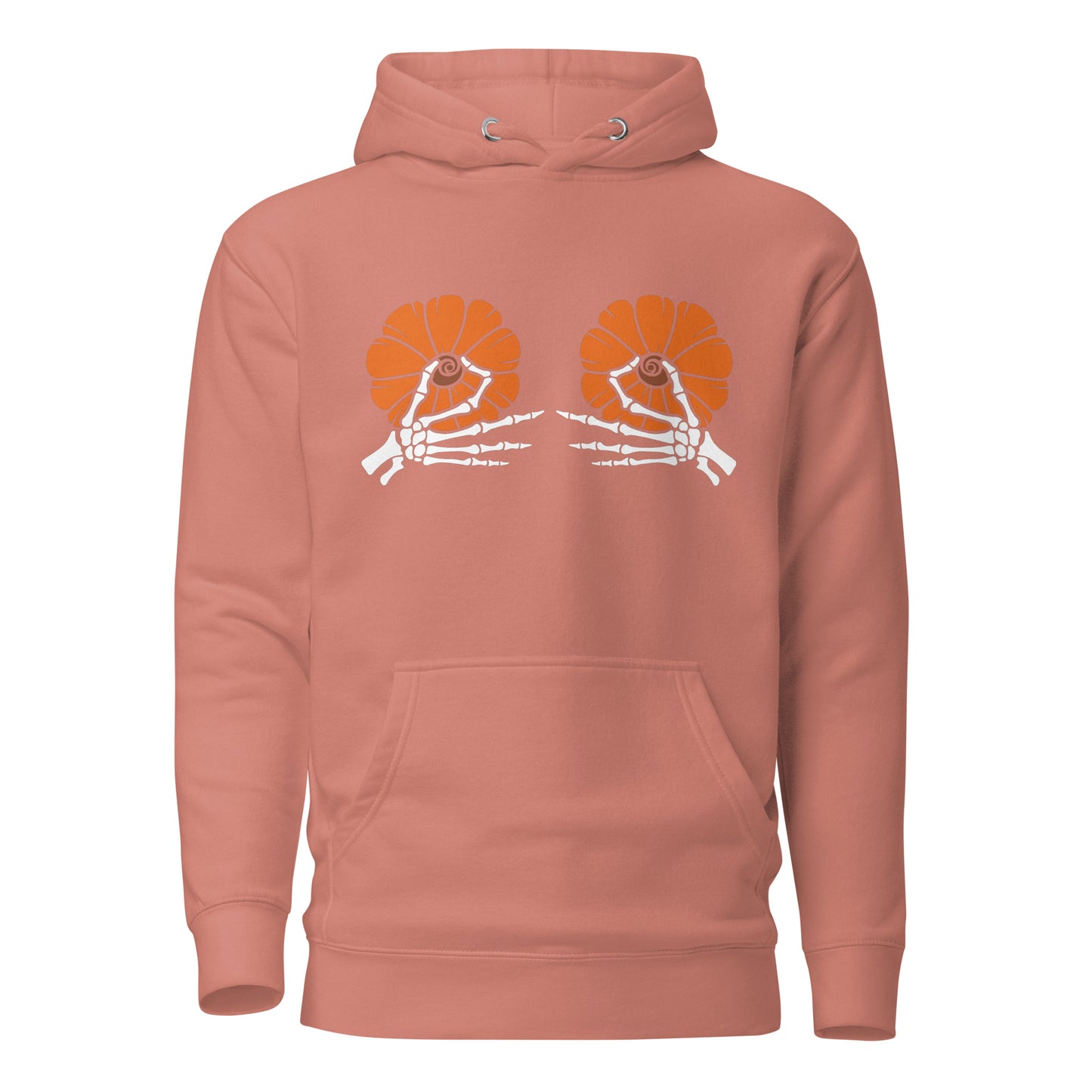 Pumpkin Boobs 2.0 – Halloween Hoodie mit Skelett-Händen