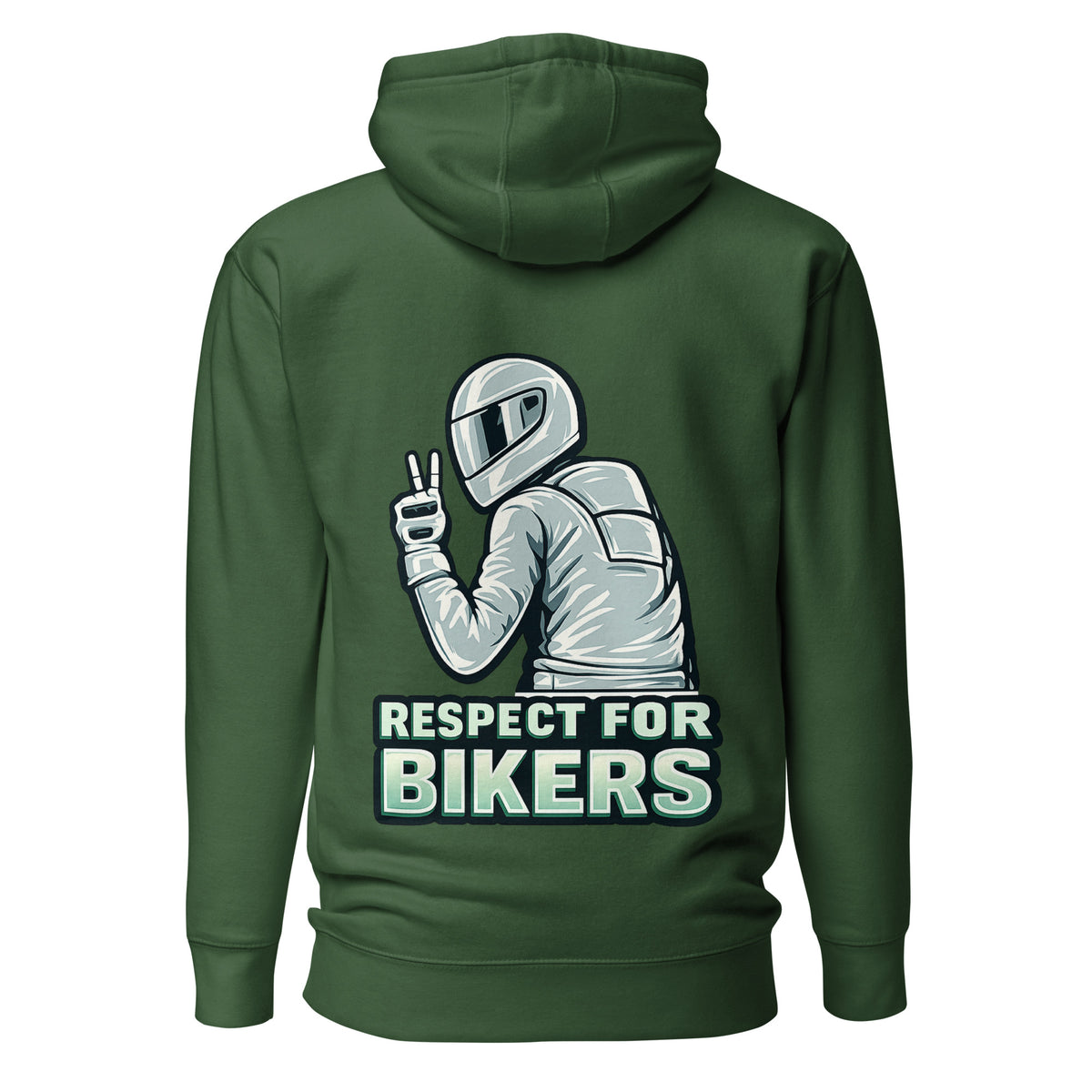Respect for Bikers – Unisex Hoodie (Backprint) – grün, Rückansicht