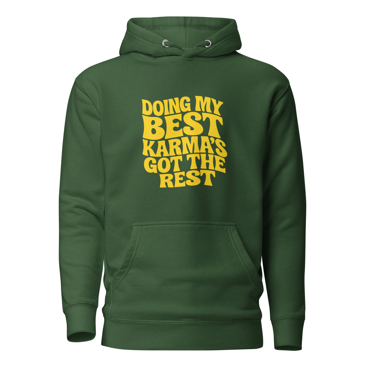 Doing my best – Karma’s got the rest – Hoodie – grün, Vorderansicht