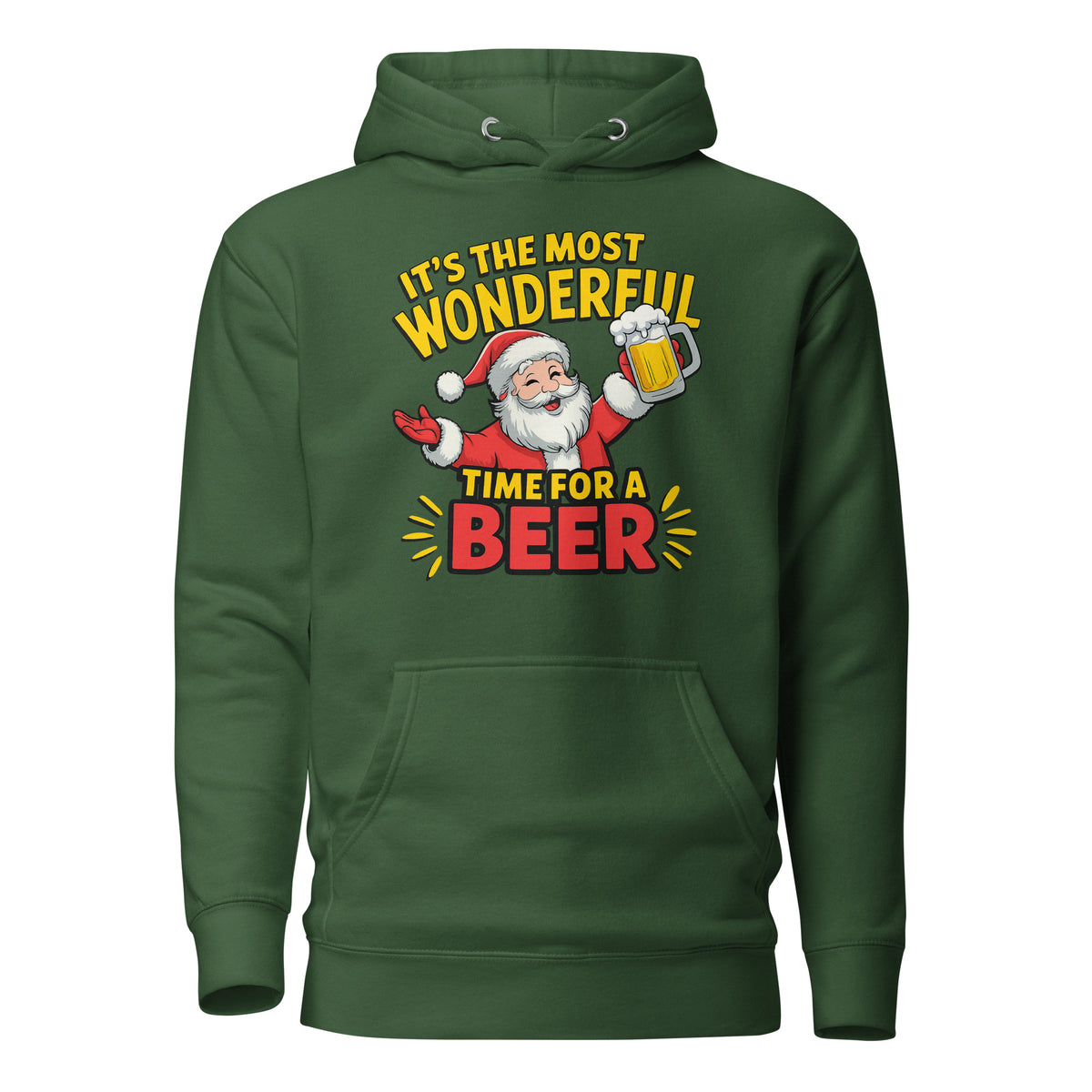 It’s the Most Wonderful Time for a Beer – Unisex Hoodie – grün, Vorderansicht