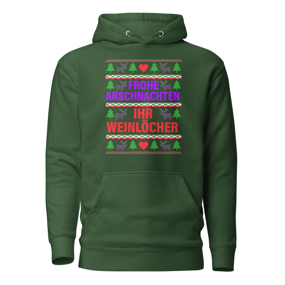 Frohe Arschnachten – Unisex Hoodie – grün, Vorderansicht