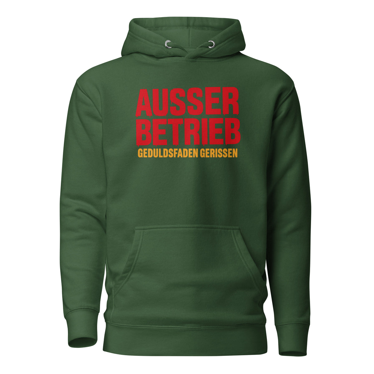 Außer Betrieb – Geduldsfaden gerissen Unisex Hoodie – grün, Vorderansicht