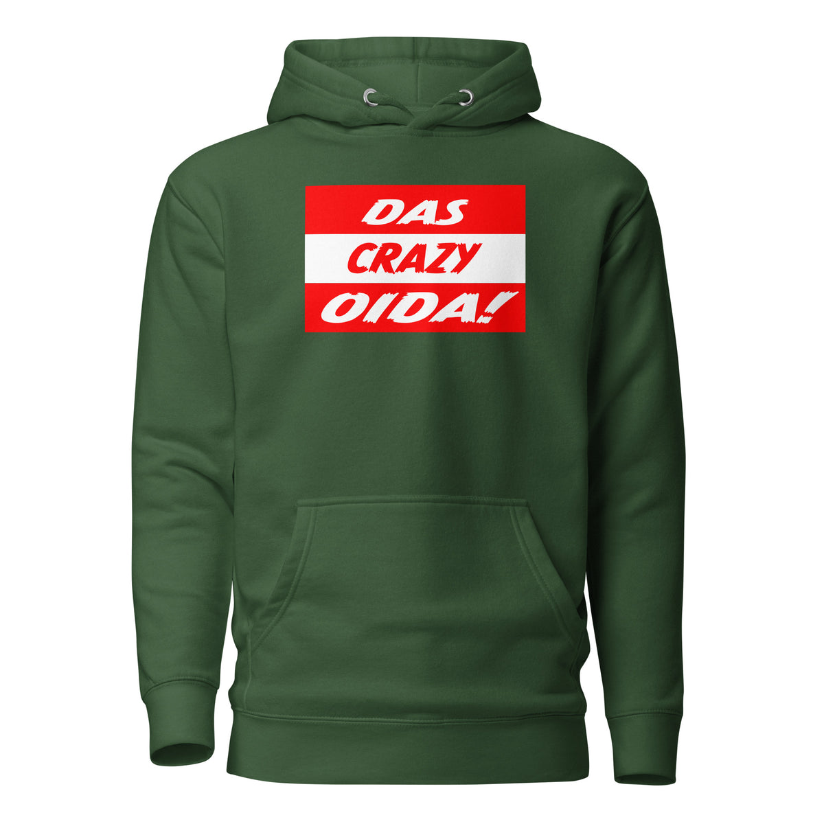 Das Crazy Oida Unisex Hoodie – grün, Vorderansicht