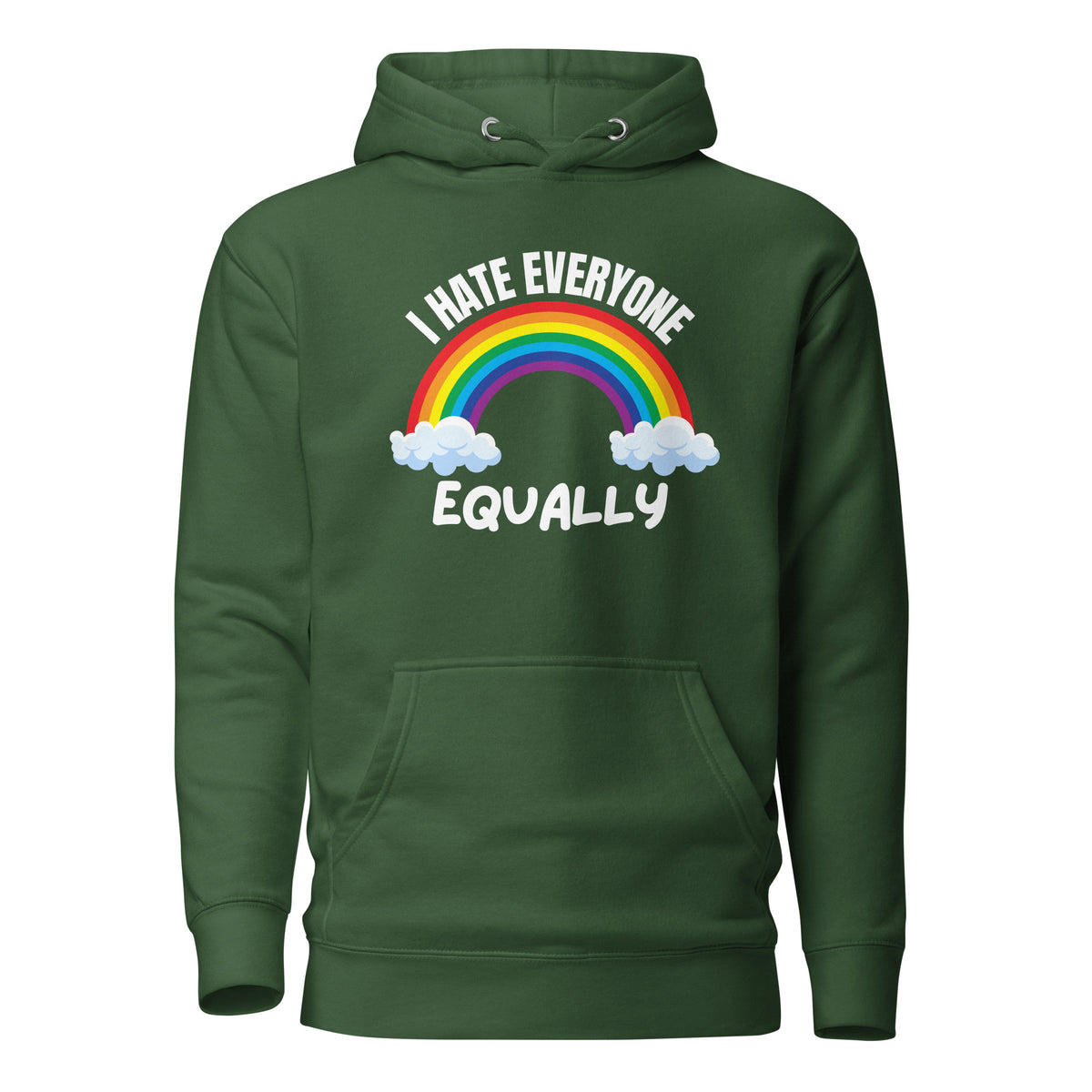 I Hate Everyone Equally – Hoodie Unisex – grün, Vorderansicht
